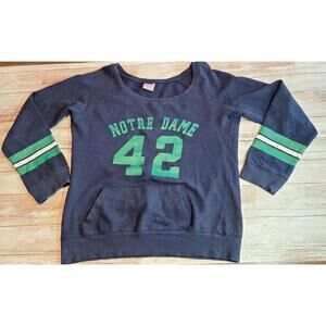 VTG Campus Heritage Notre Dame #42 Blue Women's Sweatshirt Sz. Lg Front Pocket